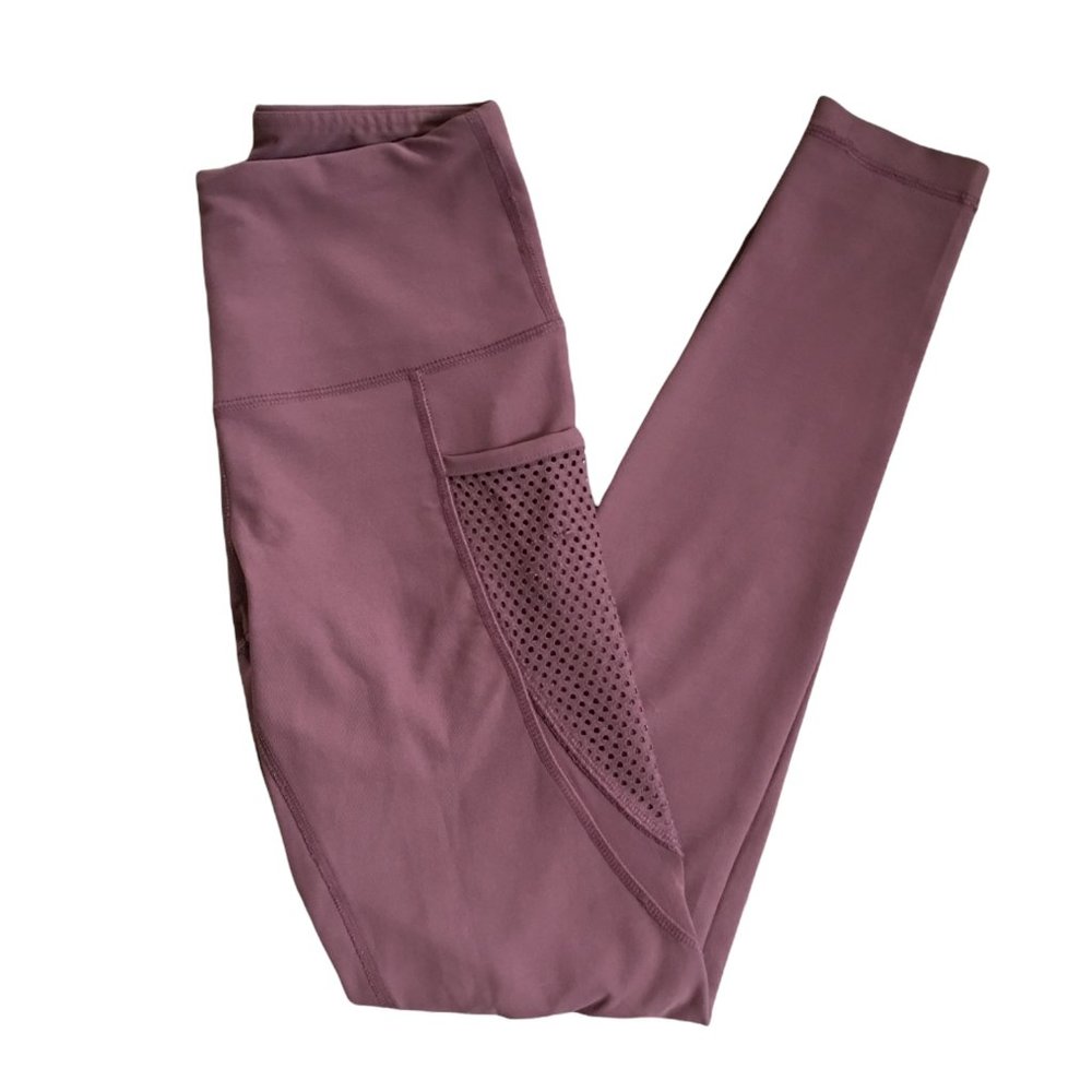 High Waisted Mauve Workout Leggings with Phone Pockets